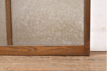 アンティーク建具　総ケヤキ材　希少!結霜ガラスがおしゃれな小振りのガラス戸2枚セット(窓、引き戸)(R-051425)