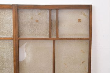 アンティーク建具　総ケヤキ材　希少!結霜ガラスがおしゃれな小振りのガラス戸2枚セット(窓、引き戸)(R-051425)