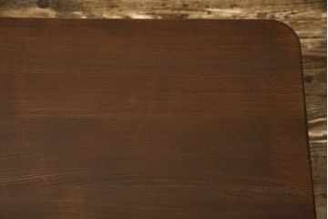 和製アンティーク　タモ材　丸みを帯びたデザインが愛らしい角ちゃぶ台(ローテーブル、座卓、折り畳み)(R-051427)