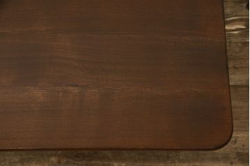 和製アンティーク　タモ材　丸みを帯びたデザインが愛らしい角ちゃぶ台(ローテーブル、座卓、折り畳み)(R-051427)