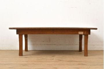 和製アンティーク　栓材一枚板　味わいたっぷりのレトロな角ちゃぶ台(ローテーブル、座卓、折り畳み、センターテーブル、リビングテーブル)(R-051429)