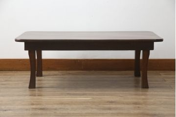 和製アンティーク　栓材　天板一枚板　味のある木目が楽しめる角ちゃぶ台(ローテーブル、座卓、折りたたみテーブル)(R-051433)