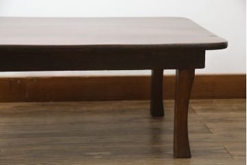 和製アンティーク　栓材　天板一枚板　味のある木目が楽しめる角ちゃぶ台(ローテーブル、座卓、折りたたみテーブル)(R-051433)