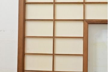 和製アンティーク　季節の移ろいが楽しめる額入り障子戸2枚セット(引き戸、建具)(R-051436)
