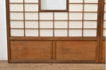 和製アンティーク　季節の移ろいが楽しめる額入り障子戸2枚セット(引き戸、建具)(R-051436)