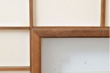 和製アンティーク　季節の移ろいが楽しめる額入り障子戸2枚セット(引き戸、建具)(R-051436)