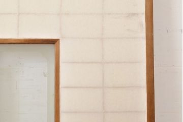 和製アンティーク　季節の移ろいが楽しめる額入り障子戸2枚セット(引き戸、建具)(R-051436)