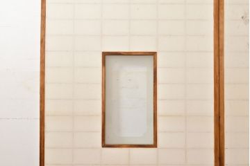 和製アンティーク　季節の移ろいが楽しめる額入り障子戸2枚セット(引き戸、建具)(R-051436)