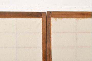 和製アンティーク　季節の移ろいが楽しめる額入り障子戸3枚セット(引き戸、建具)(R-051437)