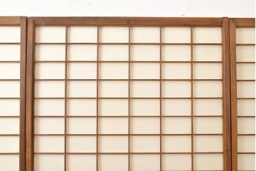 和製アンティーク　季節の移ろいが楽しめる額入り障子戸3枚セット(引き戸、建具)(R-051437)