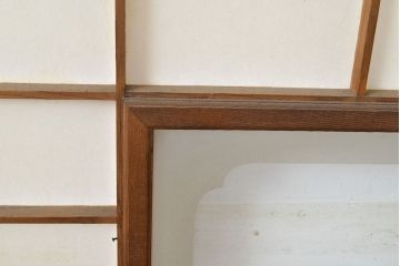 和製アンティーク　季節の移ろいが楽しめる額入り障子戸3枚セット(引き戸、建具)(R-051437)