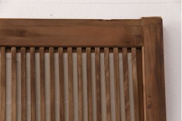 アンティーク建具　腰板ケヤキ材　ダイヤガラス　品のある和の雰囲気が素敵な裏障子付き格子戸4枚セット(引き戸、障子戸)(R-051444)