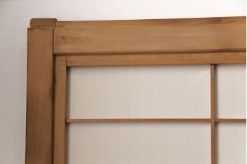 アンティーク建具　腰板ケヤキ材　ダイヤガラス　品のある和の雰囲気が素敵な裏障子付き格子戸4枚セット(引き戸、障子戸)(R-051444)
