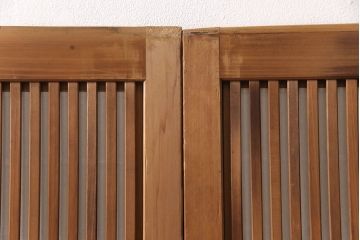 アンティーク建具　腰板ケヤキ材　落ち着いた和を醸し出す裏障子付き格子戸4枚セット(引き戸、障子戸)(R-051445)