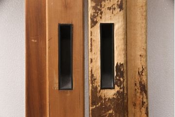 アンティーク建具　腰板ケヤキ材　落ち着いた和を醸し出す裏障子付き格子戸4枚セット(引き戸、障子戸)(R-051445)