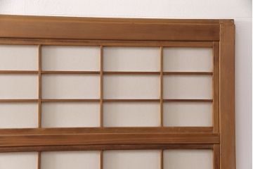 アンティーク建具　腰板ケヤキ材　落ち着いた和を醸し出す裏障子付き格子戸4枚セット(引き戸、障子戸)(R-051445)