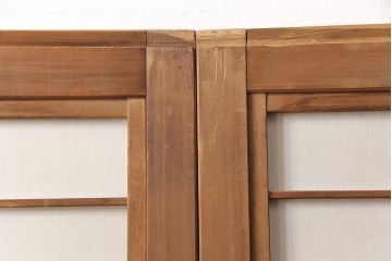 アンティーク建具　腰板ケヤキ材　落ち着いた和を醸し出す裏障子付き格子戸4枚セット(引き戸、障子戸)(R-051445)