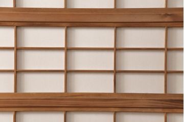 アンティーク建具　腰板ケヤキ材　落ち着いた和を醸し出す裏障子付き格子戸4枚セット(引き戸、障子戸)(R-051445)