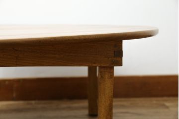 和製アンティーク　栓材　昭和中期　明るい木肌が和やかな空間づくりに活躍する丸ちゃぶ台(座卓、折りたたみテーブル、ローテーブル)(R-051451)