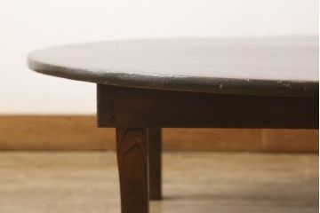 和製アンティーク　栓材　昭和中期　レトロな空間づくりにぴったりの丸ちゃぶ台(座卓、折りたたみテーブル、ローテーブル)(R-051452)