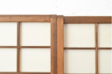 和製アンティーク　スリムな額入り障子戸4枚セット(引き戸、建具、障子戸)(R-051457)