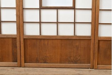 和製アンティーク　スリムな額入り障子戸4枚セット(引き戸、建具、障子戸)(R-051457)
