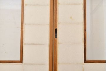 和製アンティーク　スリムな額入り障子戸4枚セット(引き戸、建具、障子戸)(R-051457)