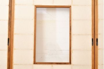 和製アンティーク　スリムな額入り障子戸4枚セット(引き戸、建具、障子戸)(R-051457)