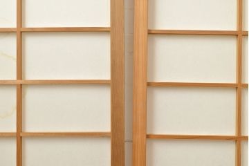 和製ヴィンテージ　昔ながらのシンプルな障子戸4枚セット(引き戸、建具、ビンテージ)(R-051458)