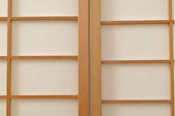 和製ヴィンテージ　昔ながらのシンプルな障子戸4枚セット(引き戸、建具、ビンテージ)(R-051458)