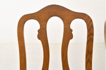 フランスアンティーク　オーク材　背もたれのデザインがエレガントなダイニングチェア2脚セット(椅子、イス、ビンテージ)(R-051463)