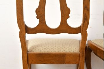 フランスアンティーク　オーク材　背もたれのデザインがエレガントなダイニングチェア2脚セット(椅子、イス、ビンテージ)(R-051463)