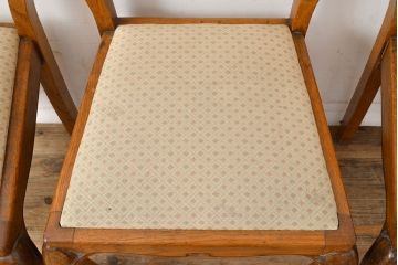 フランスアンティーク　オーク材　背もたれのデザインがエレガントなダイニングチェア3脚セット(椅子、イス、ビンテージ)(R-051464)