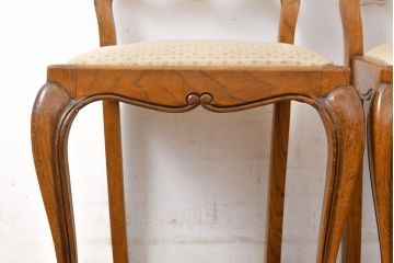 フランスアンティーク　オーク材　背もたれのデザインがエレガントなダイニングチェア3脚セット(椅子、イス、ビンテージ)(R-051464)