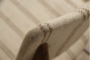 デンマークヴィンテージ　チーク材　ストライプのファブリックがお洒落なダイニングチェア2脚セット(椅子、イス、ビンテージ、北欧)(R-051468)