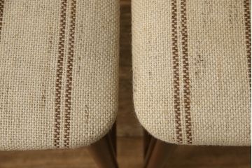 デンマークヴィンテージ　チーク材　ストライプのファブリックがお洒落なダイニングチェア2脚セット(椅子、イス、ビンテージ、北欧)(R-051468)
