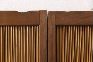 和製アンティーク　透かし彫りがアクセントの御簾戸3枚セット(建具、簾戸、簀戸、葭戸、夏障子、すど、葦戸)(R-051472)