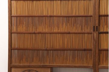 和製アンティーク　透かし彫りがアクセントの御簾戸3枚セット(建具、簾戸、簀戸、葭戸、夏障子、すど、葦戸)(R-051472)