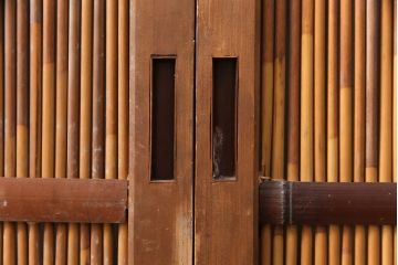 和製アンティーク　透かし彫りがアクセントの御簾戸3枚セット(建具、簾戸、簀戸、葭戸、夏障子、すど、葦戸)(R-051472)