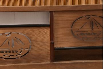 和製アンティーク　透かし彫りがアクセントの御簾戸3枚セット(建具、簾戸、簀戸、葭戸、夏障子、すど、葦戸)(R-051472)