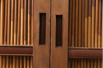 和製アンティーク　透かし彫りがアクセントの御簾戸3枚セット(建具、簾戸、簀戸、葭戸、夏障子、すど、葦戸)(R-051472)