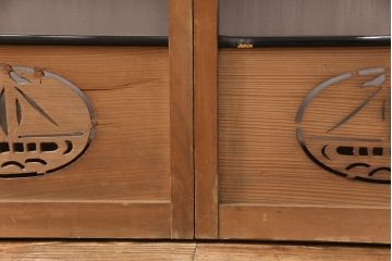 和製アンティーク　透かし彫りがアクセントの御簾戸3枚セット(建具、簾戸、簀戸、葭戸、夏障子、すど、葦戸)(R-051472)