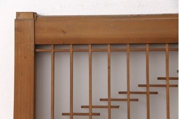 和製アンティーク　菱型の組子細工がおしゃれな組子入りガラス戸2枚セット(引き戸、建具)(R-051473)