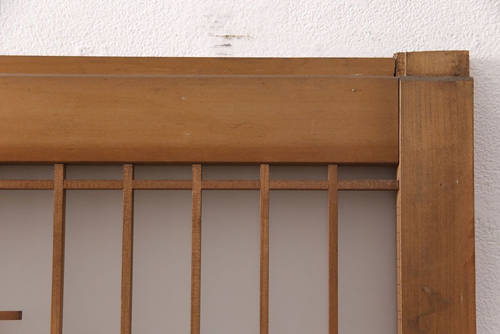 和製アンティーク　菱型の組子細工がおしゃれな組子入りガラス戸2枚セット(引き戸、建具)(R-051473)