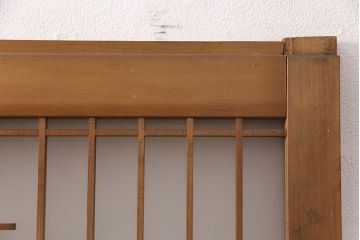 和製アンティーク　菱型の組子細工がおしゃれな組子入りガラス戸2枚セット(引き戸、建具)(R-051473)