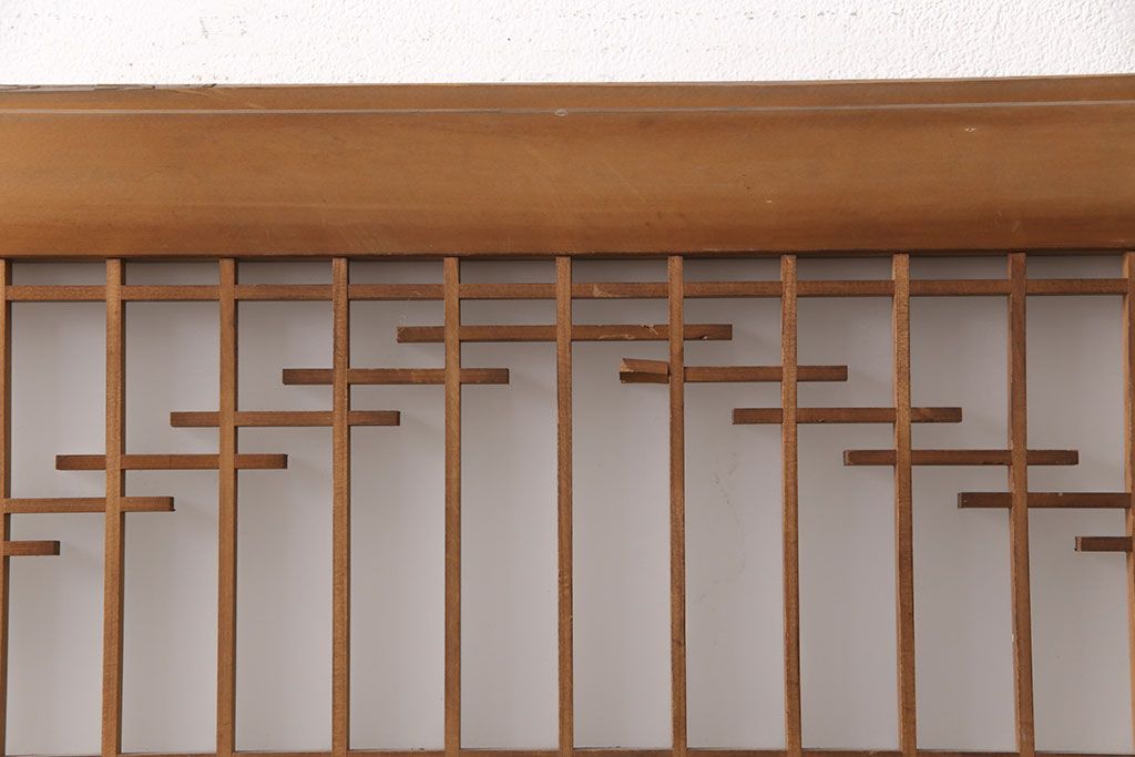 和製アンティーク　菱型の組子細工がおしゃれな組子入りガラス戸2枚セット(引き戸、建具)(R-051473)