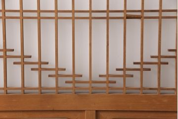 和製アンティーク　菱型の組子細工がおしゃれな組子入りガラス戸2枚セット(引き戸、建具)(R-051473)