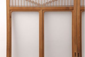和製アンティーク　菱型の組子細工がおしゃれな組子入りガラス戸2枚セット(引き戸、建具)(R-051473)