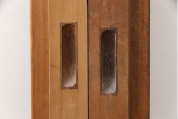 和製アンティーク　菱型の組子細工がおしゃれな組子入りガラス戸2枚セット(引き戸、建具)(R-051473)