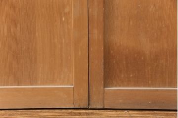 和製アンティーク　菱型の組子細工がおしゃれな組子入りガラス戸2枚セット(引き戸、建具)(R-051473)